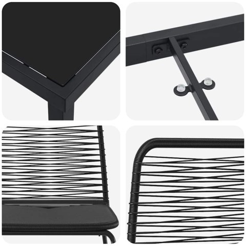 VidaXL Zestaw do jadalni w ogrodzie 3 pcs Czarny