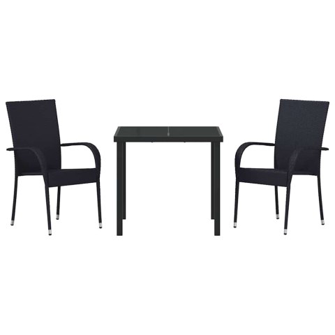 VidaXL Zestaw do jadalni w ogrodzie 3 pcs Czarny