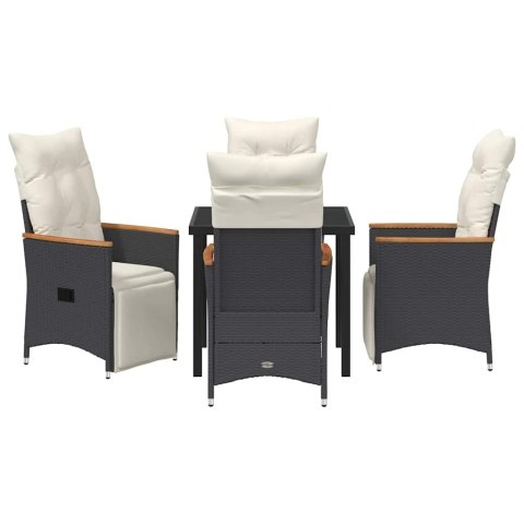 VidaXL Zestaw do jadalni w ogrodzie z poduszką 5 pcs Czarny polirattan