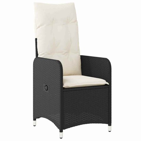 VidaXL Zestaw do jadalni w ogrodzie z poduszką 5 pcs Czarny polirattan