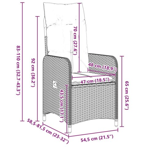 VidaXL Zestaw do jadalni w ogrodzie z poduszką 5 pcs Czarny polirattan