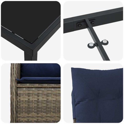 VidaXL Zestaw do jadalni w ogrodzie z poduszką 5 pcs Czarny polirattan