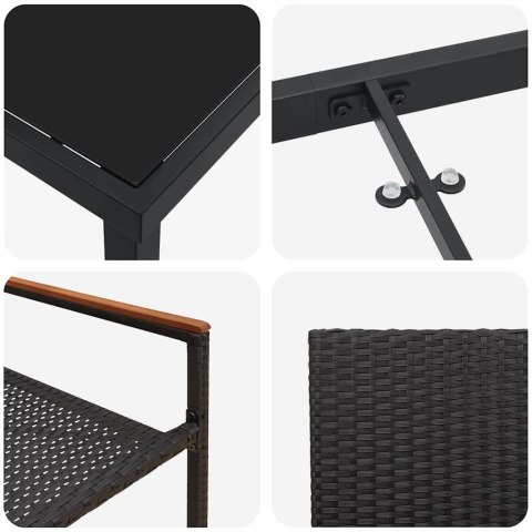 VidaXL Zestaw do jadalni w ogrodzie z poduszką 5 pcs Czarny polirattan