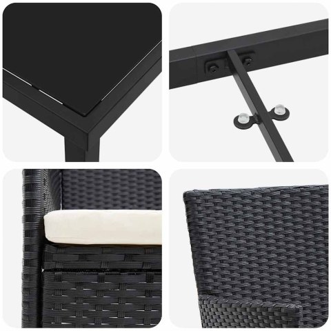 VidaXL Zestaw do jadalni w ogrodzie z poduszką 5 pcs Czarny polirattan