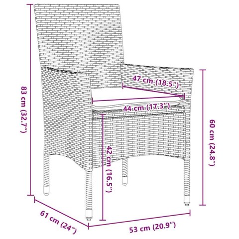 VidaXL Zestaw do jadalni w ogrodzie z poduszką 5 pcs Czarny polirattan