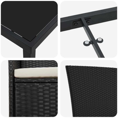 VidaXL Zestaw do jadalni w ogrodzie z poduszką 5 pcs Czarny