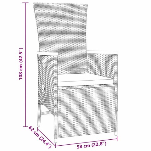 VidaXL Zestaw do jadalni w ogrodzie z poduszką 5 pcs Szary polirattan