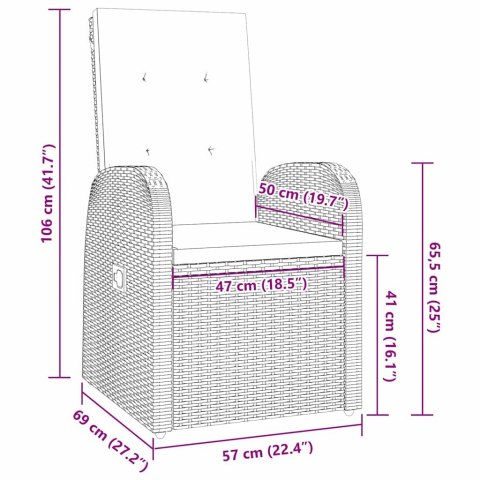 VidaXL Zestaw do jadalni w ogrodzie z poduszką 5 pcs Szary polirattan
