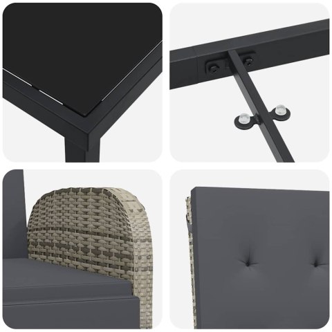 VidaXL Zestaw do jadalni w ogrodzie z poduszką 5 pcs Szary polirattan