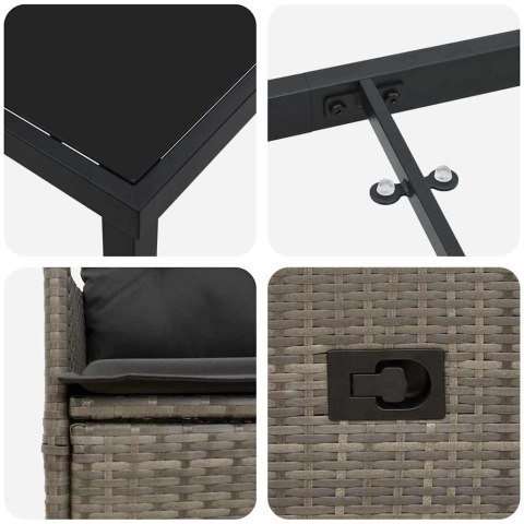 VidaXL Zestaw do jadalni w ogrodzie z poduszką 5 pcs Szary polirattan