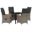 VidaXL Zestaw do jadalni w ogrodzie z poduszką 5 pcs Szary polirattan