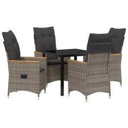 VidaXL Zestaw do jadalni w ogrodzie z poduszką 5 pcs Szary polirattan