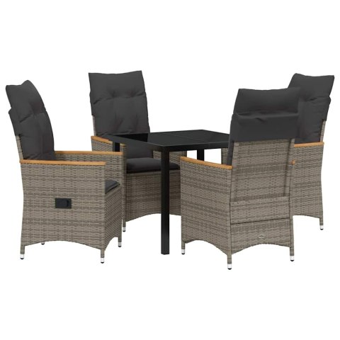 VidaXL Zestaw do jadalni w ogrodzie z poduszką 5 pcs Szary polirattan