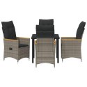 VidaXL Zestaw do jadalni w ogrodzie z poduszką 5 pcs Szary polirattan