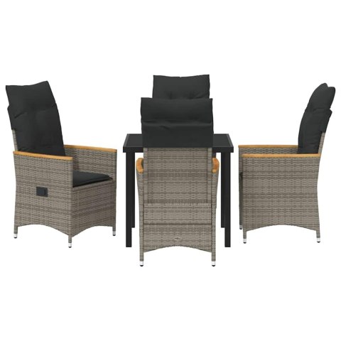 VidaXL Zestaw do jadalni w ogrodzie z poduszką 5 pcs Szary polirattan