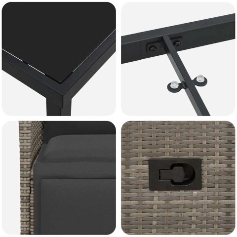 VidaXL Zestaw do jadalni w ogrodzie z poduszką 5 pcs Szary polirattan