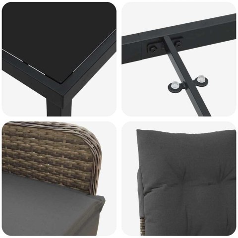 VidaXL Zestaw do jadalni w ogrodzie z poduszką 5 pcs Szary polirattan