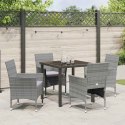 VidaXL Zestaw do jadalni w ogrodzie z poduszką 5 pcs Szary polirattan