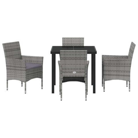 VidaXL Zestaw do jadalni w ogrodzie z poduszką 5 pcs Szary polirattan
