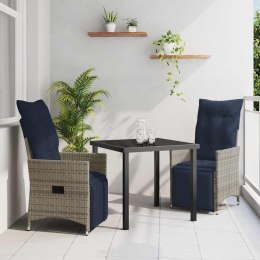 VidaXL Zestaw stół i krzesła z poduszką 3 pcs Szary Rattan PE