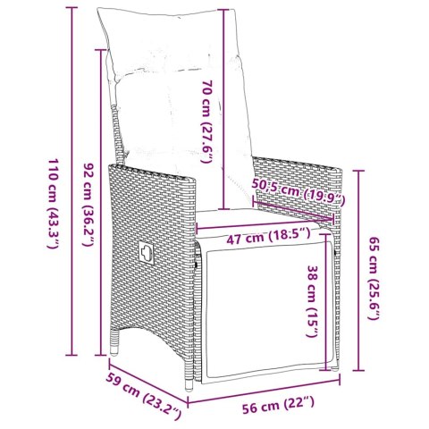 VidaXL Zestaw stół i krzesła z poduszką 5 pcs Szary Rattan PE