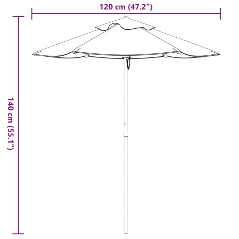 PARASOL OGRODOWY DLA DZIECI NA DREWNIANYM SŁUPKU Ø120X140CM