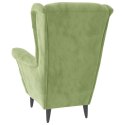 VidaXL Fotel uszak z podnóżkiem, jasnozielony, tapicerowany aksamitem
