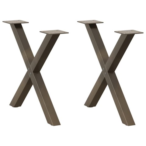 VidaXL Nogi do stolika kawowego w kształcie litery X 2 szt. Naturalna stal 60x(42-43) cm Stal