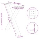VidaXL Nogi do stolika kawowego w kształcie litery X 2 szt. Naturalna stal 60x(42-43) cm Stal