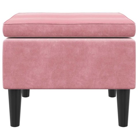 VidaXL Podnóżek z drewnianymi nóżkami, różowy, obity aksamitem