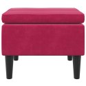 VidaXL Podnóżek z drewnianymi nóżkami, winna czerwień, obity aksamitem