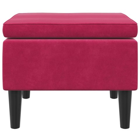 VidaXL Podnóżek z drewnianymi nóżkami, winna czerwień, obity aksamitem