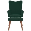 VidaXL Fotel z podnóżkiem, ciemnozielony, obity aksamitem