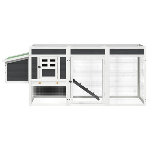 VidaXL Kurnik, szary, 204x50x84 cm, lite drewno sosnowe