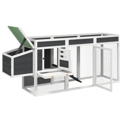 VidaXL Kurnik, szary, 204x50x84 cm, lite drewno sosnowe