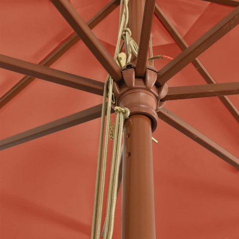 PARASOL OGRODOWY NA DREWNIANYM SŁUPKU TERAKOTOWY 400X273CM