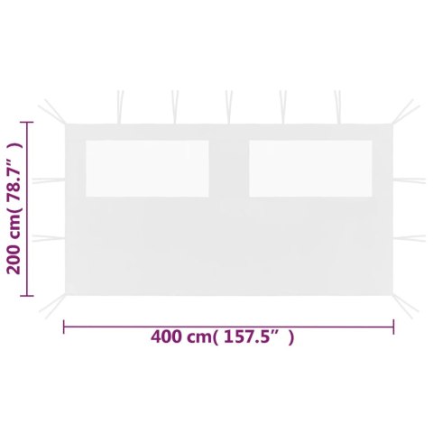 VidaXL Ścianka z oknami do altany, 4x2 m, biała