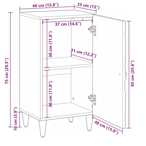 BUFET Z PRZECHOWYWANIEM BIAŁY 40X33,5X75CM DREWNO Z MANGO