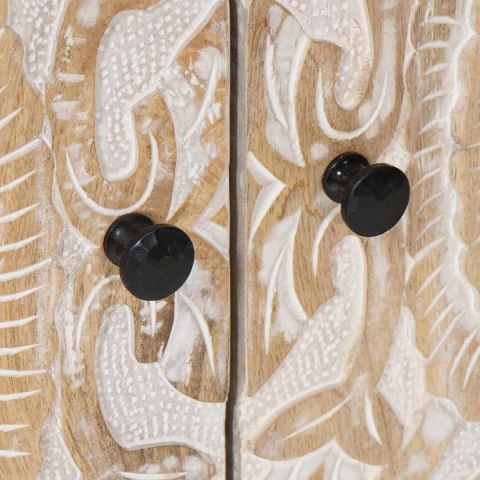 BIAŁA KOMODA Z DREWNA MANGO RĘCZNIE RZEŹBIONA RETRO 60X33,5X75CM LOFT BUFET