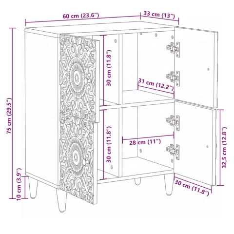 BIAŁY BUFET Z DREWNA MANGO KREDENS NOWOCZESNY KOMODA 60X33,5X75CM LOFT STYL