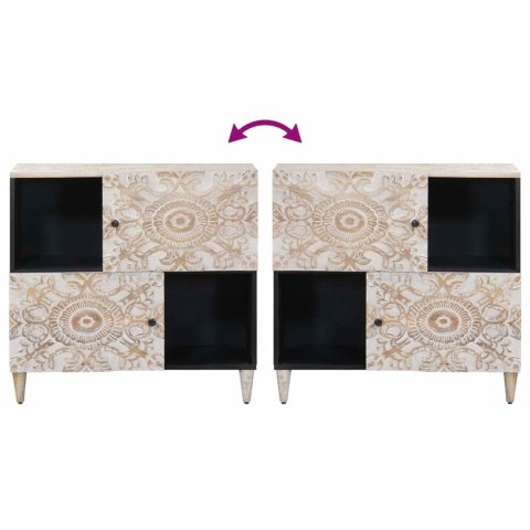 BUFET Z PRZECHOWYWANIEM BIAŁY 80X33,5X75CM DREWNO Z MANGO