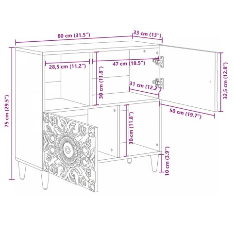 BUFET Z PRZECHOWYWANIEM BIAŁY 80X33,5X75CM DREWNO Z MANGO