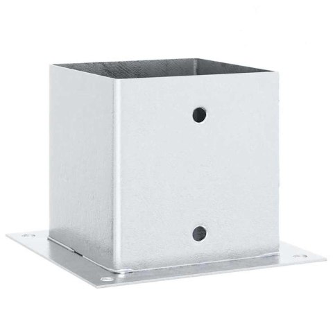PODSTAWY SŁUPKÓW KWADRATOWE 4 SZT. SREBRNE STAL OCYNKOWANA