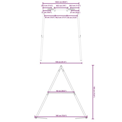 RAMA STELAŻ DO HUŚTAWKI OGRODOWEJ METALOWA POJEDYNCZA 156X185X185CM SOLIDNA