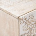 BIAŁA SZAFKA NOCNA Z DREWNA MANGO RĘCZNIE RZEŹBIONA RETRO 40X33,5X46CM LOFT