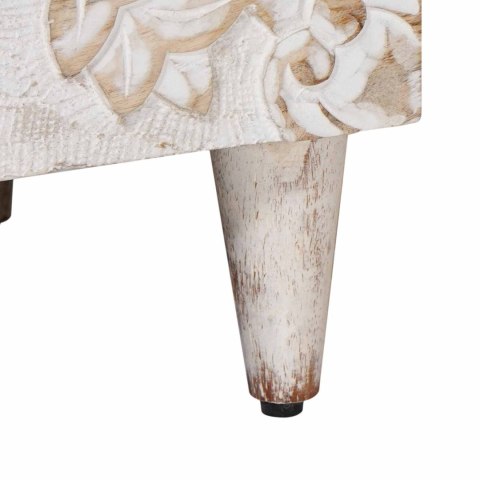 BIAŁA SZAFKA NOCNA Z DREWNA MANGO RĘCZNIE RZEŹBIONA RETRO 40X33,5X46CM LOFT