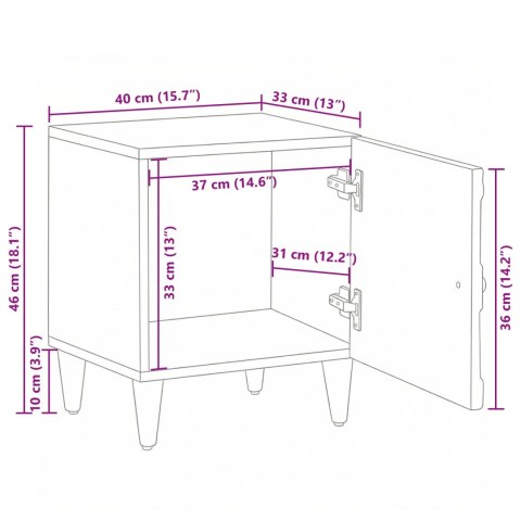 BIAŁA SZAFKA NOCNA Z DREWNA MANGO RĘCZNIE RZEŹBIONA RETRO 40X33,5X46CM LOFT