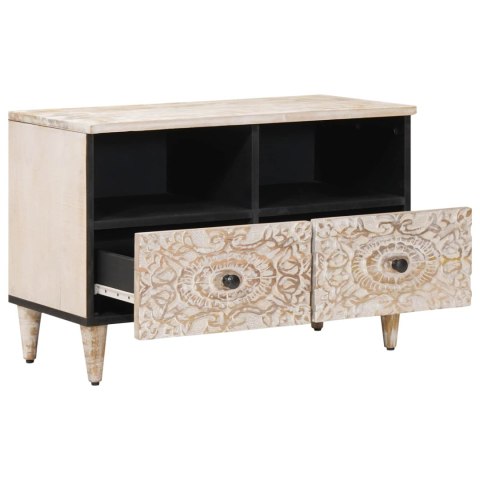 SZAFKA POD TELEWIZOR BIAŁY 70X33,5X46CM DREWNO Z MANGO