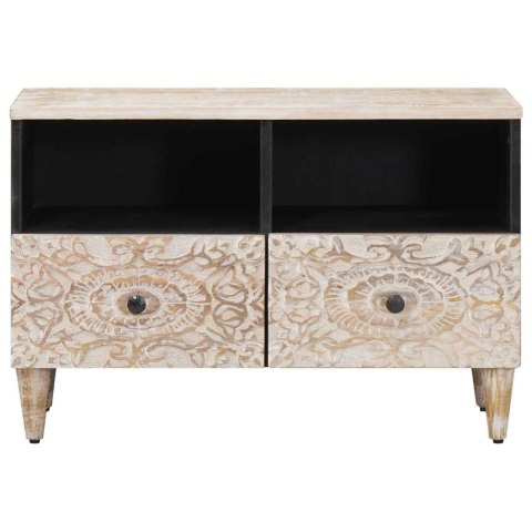 SZAFKA POD TELEWIZOR BIAŁY 70X33,5X46CM DREWNO Z MANGO