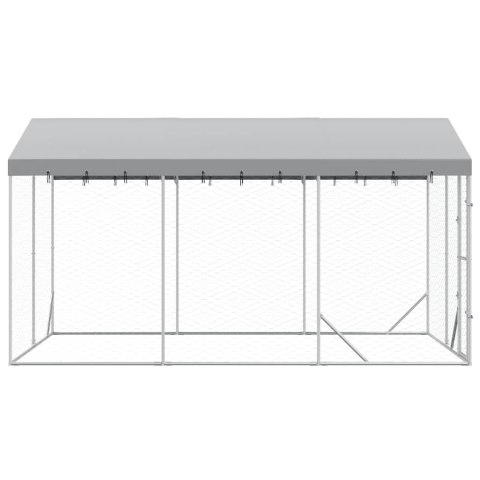 VidaXL Kojec dla psa, z dachem, srebrny, 3x4,5x2,5 m, stal